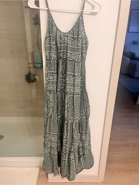 Shade & Shore Olive Green Bandana Print Maxi Dress